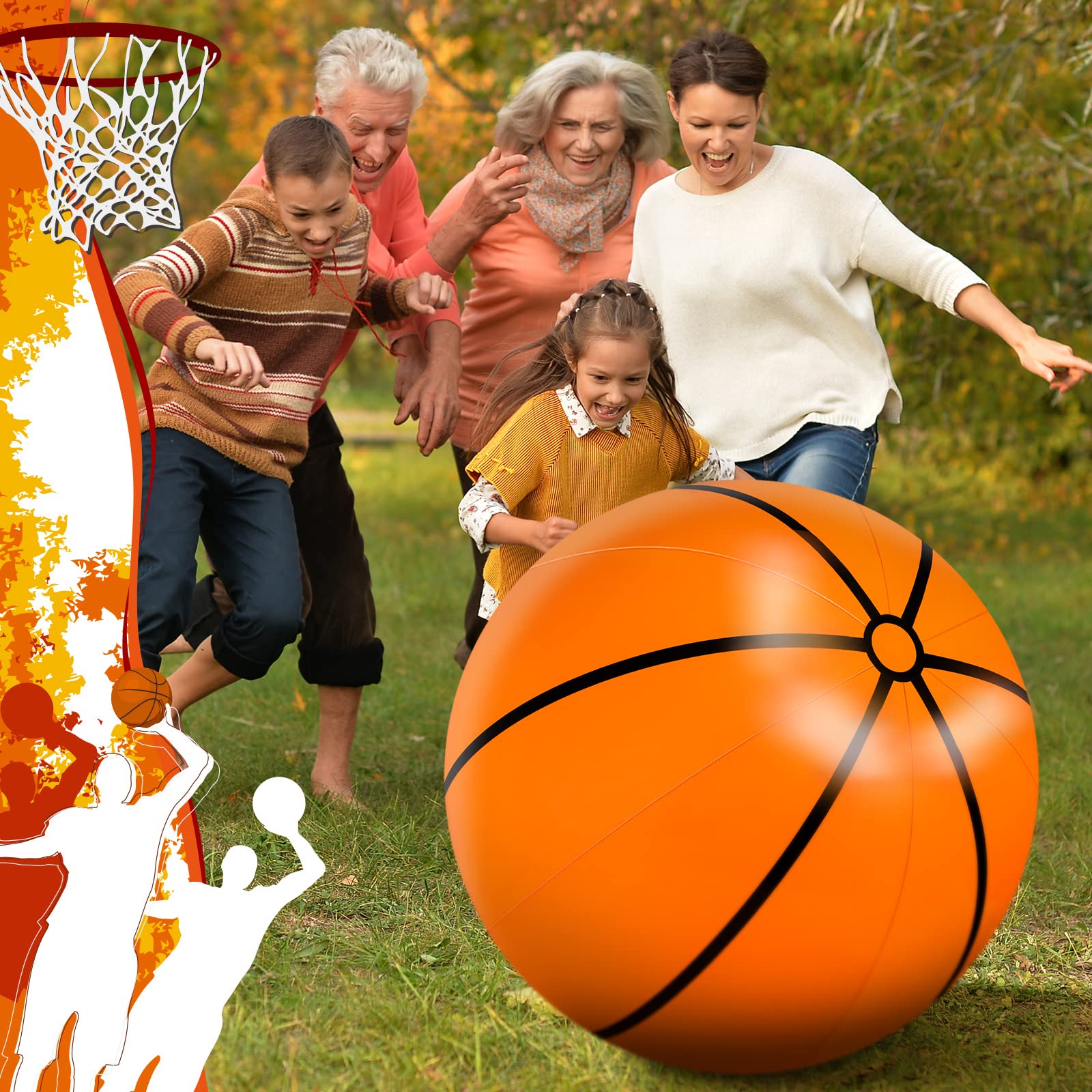 Meooeck 2 Pcs 27-Inch Inflatable Basketballs – Giant Party Decorations & Outdoor Games