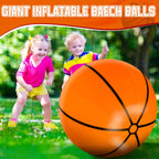 Meooeck 2 Pcs 27-Inch Inflatable Basketballs – Giant Party Decorations & Outdoor Games