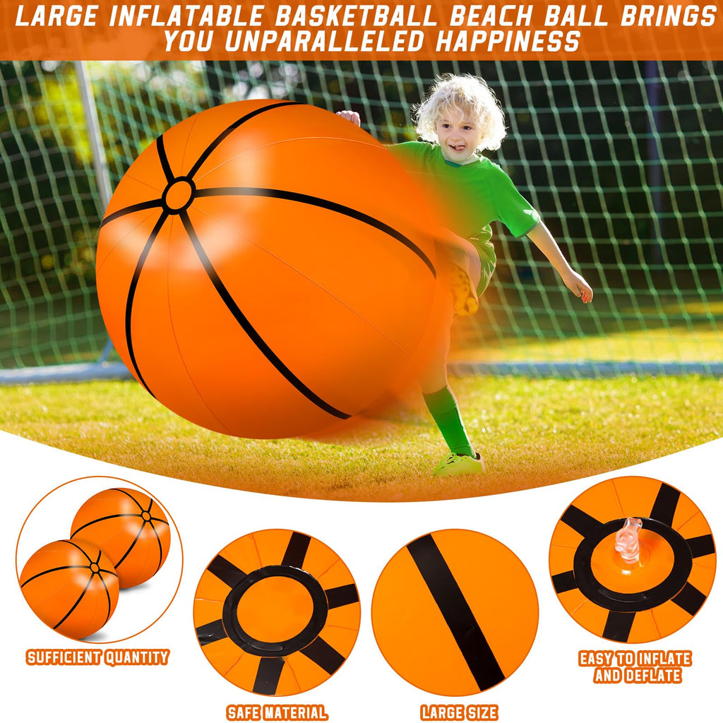 Meooeck 2 Pcs 27-Inch Inflatable Basketballs – Giant Party Decorations & Outdoor Games