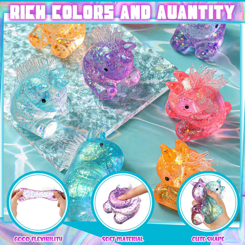 Meooeck 12 Pcs Unicorn Stress Relief Toys – Mini Fidget Balls for Adults, ADHD, Anxiety, Office & Party Fun