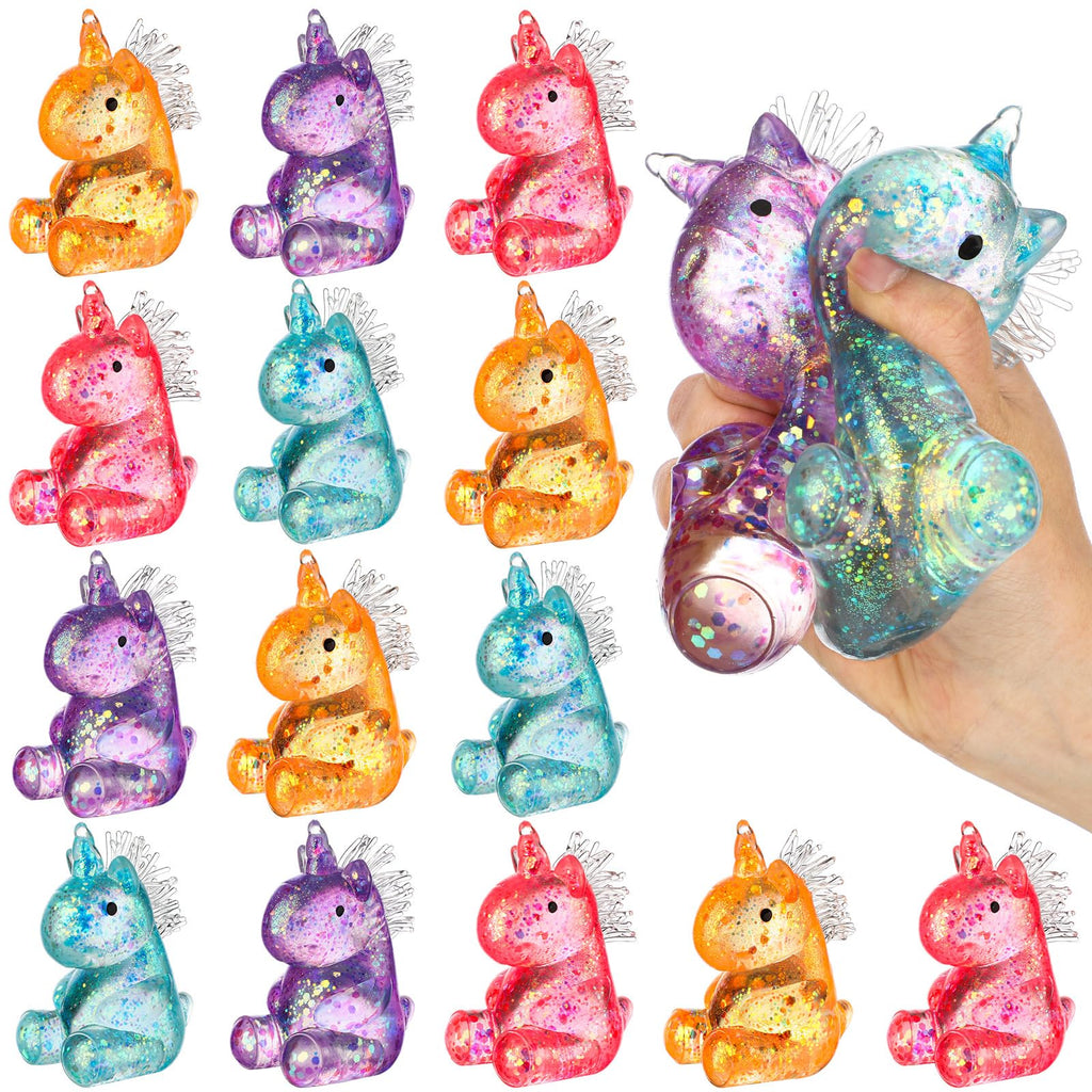 Meooeck 12 Pcs Unicorn Stress Relief Toys – Mini Fidget Balls for Adults, ADHD, Anxiety, Office & Party Fun