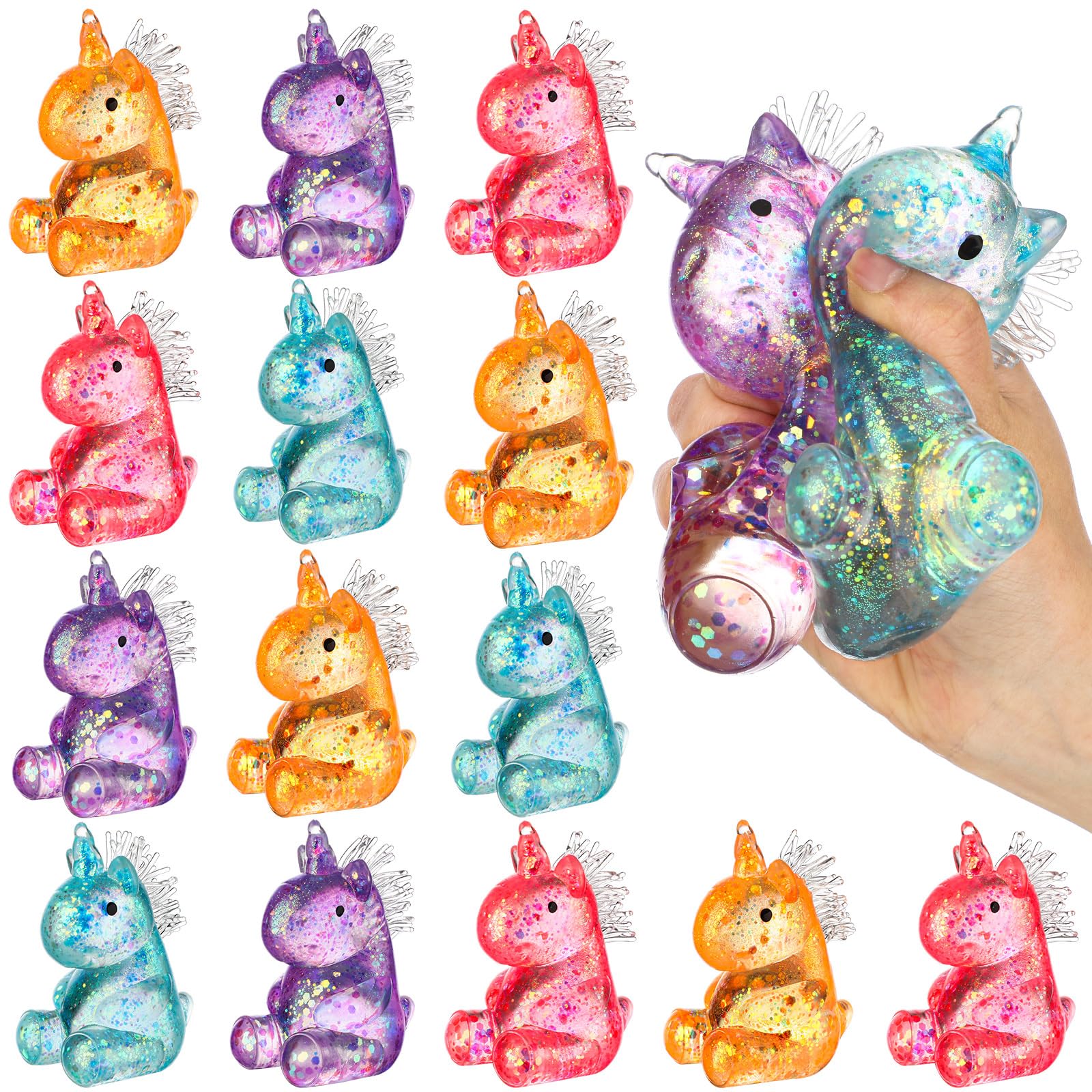 Meooeck 12 Pcs Unicorn Stress Relief Toys – Mini Fidget Balls for Adults, ADHD, Anxiety, Office & Party Fun