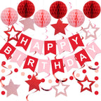 Meowtastic Birthday Decorations – Happy Birthday Banner, Honeycomb Balls & More (Red)