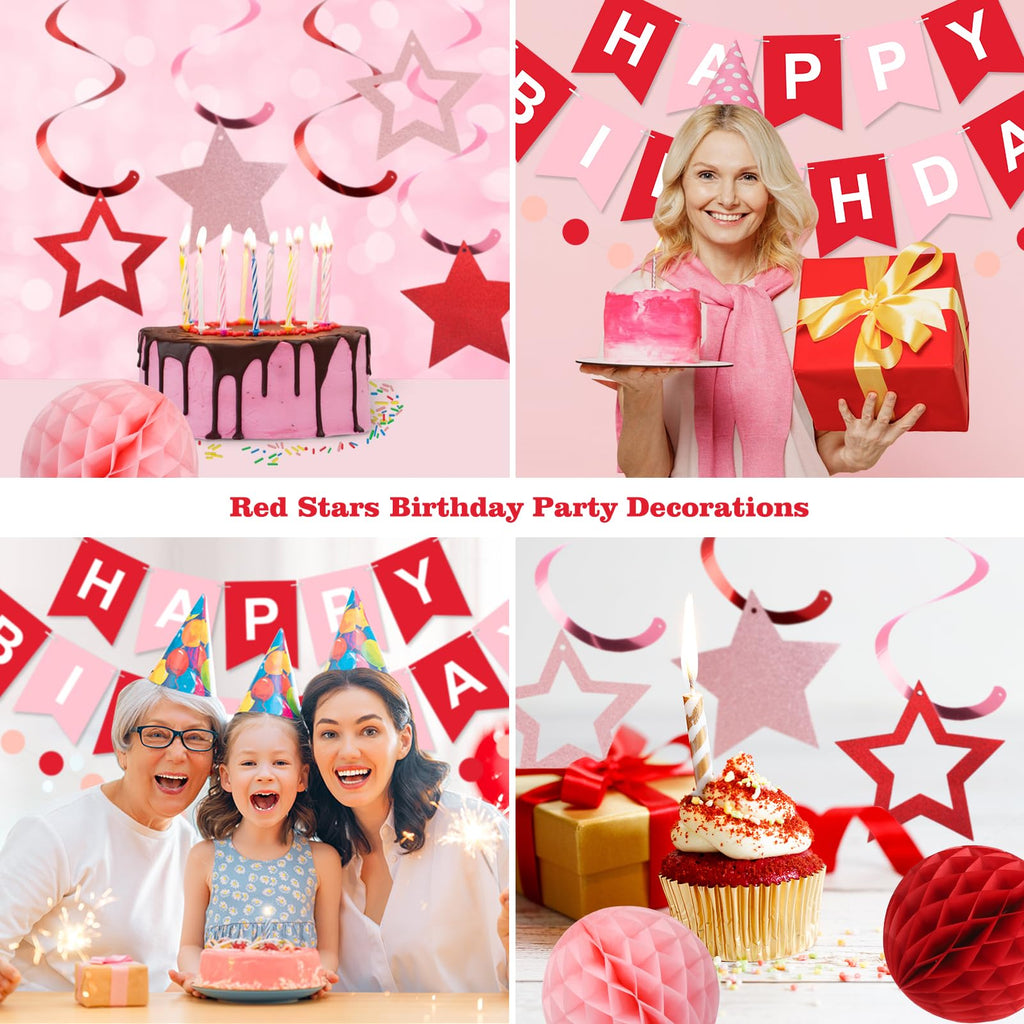Meowtastic Birthday Decorations – Happy Birthday Banner, Honeycomb Balls & More (Red)
