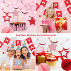 Meowtastic Birthday Decorations – Happy Birthday Banner, Honeycomb Balls & More (Red)