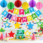 Meowtastic Rainbow Birthday Decorations – Banner, Honeycomb Balls & Stars Swirls