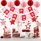 Meowtastic Birthday Decorations – Happy Birthday Banner, Honeycomb Balls & More (Red)