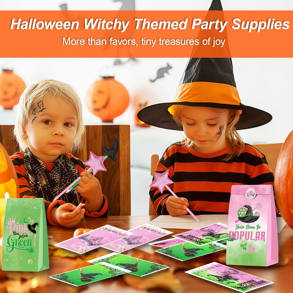 MEPIG 84 Pcs Pink & Green Witch Party Favors for 12 Guests