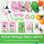 MEPIG 84 Pcs Pink & Green Witch Party Favors for 12 Guests