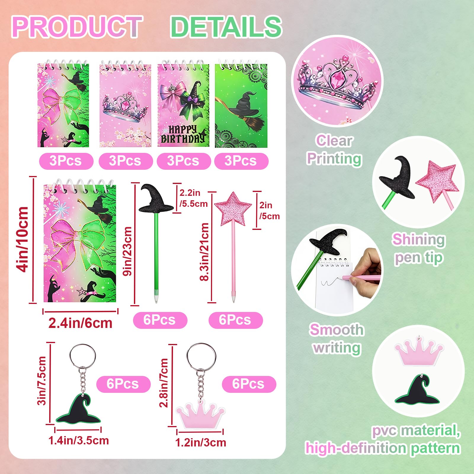 MEPIG 84 Pcs Pink & Green Witch Party Favors for 12 Guests