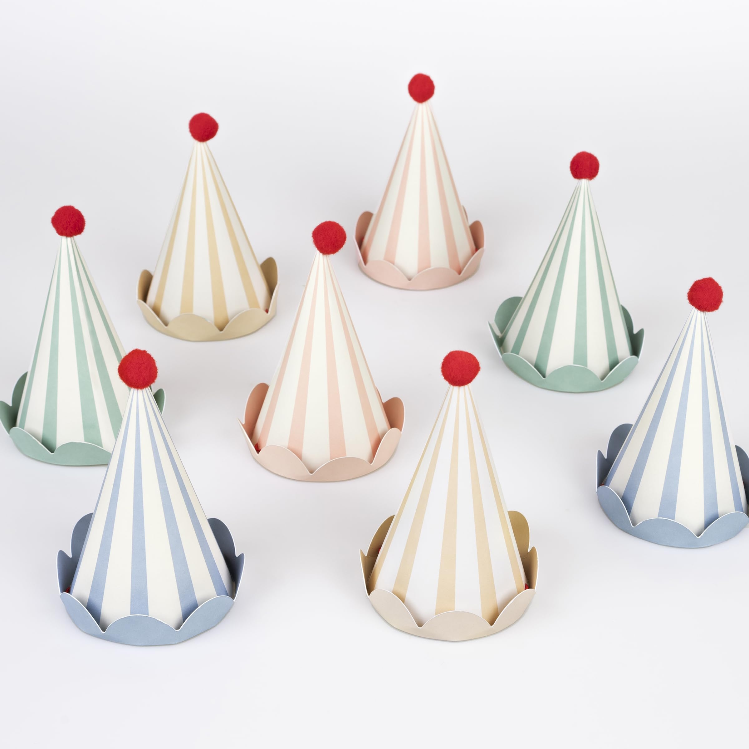 Meri Meri Birthday Party Hats – Pack of 8 Bright Colorful Cones for Kids & Adults