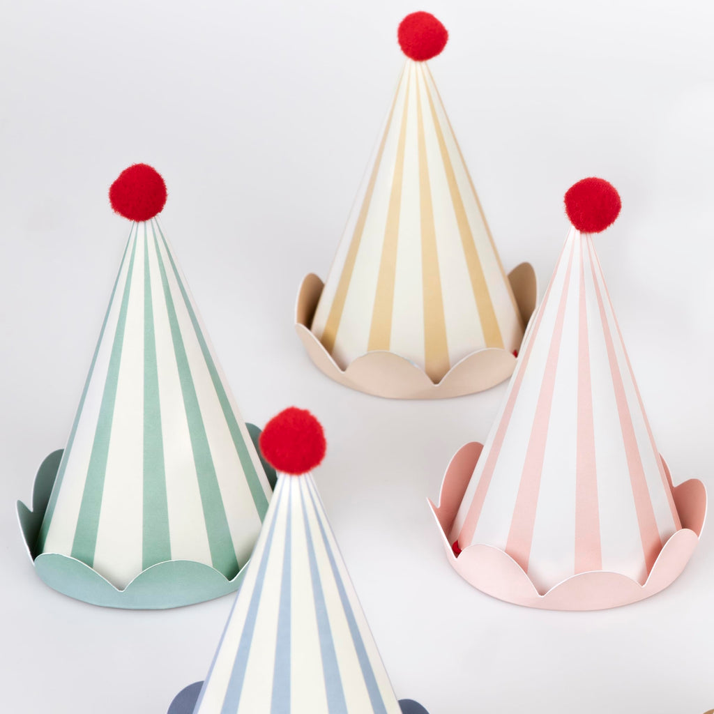 Meri Meri Birthday Party Hats – Pack of 8 Bright Colorful Cones for Kids & Adults