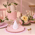 Meri Meri Broderie Anglaise Lace Party Hats Pack of 8 – Pastel Colors with Velvet Bows