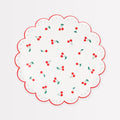 Meri Meri Garden Picnic Party Plates (Pack of 8) – Cherry Pattern, Scalloped Border, Eyelet Embroidery Feel