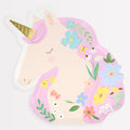 Meri Meri Meadow Unicorns Plates – Pack of 8, Disposable Unicorn Party Plates with Gold Foil