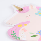 Meri Meri Meadow Unicorns Plates – Pack of 8, Disposable Unicorn Party Plates with Gold Foil