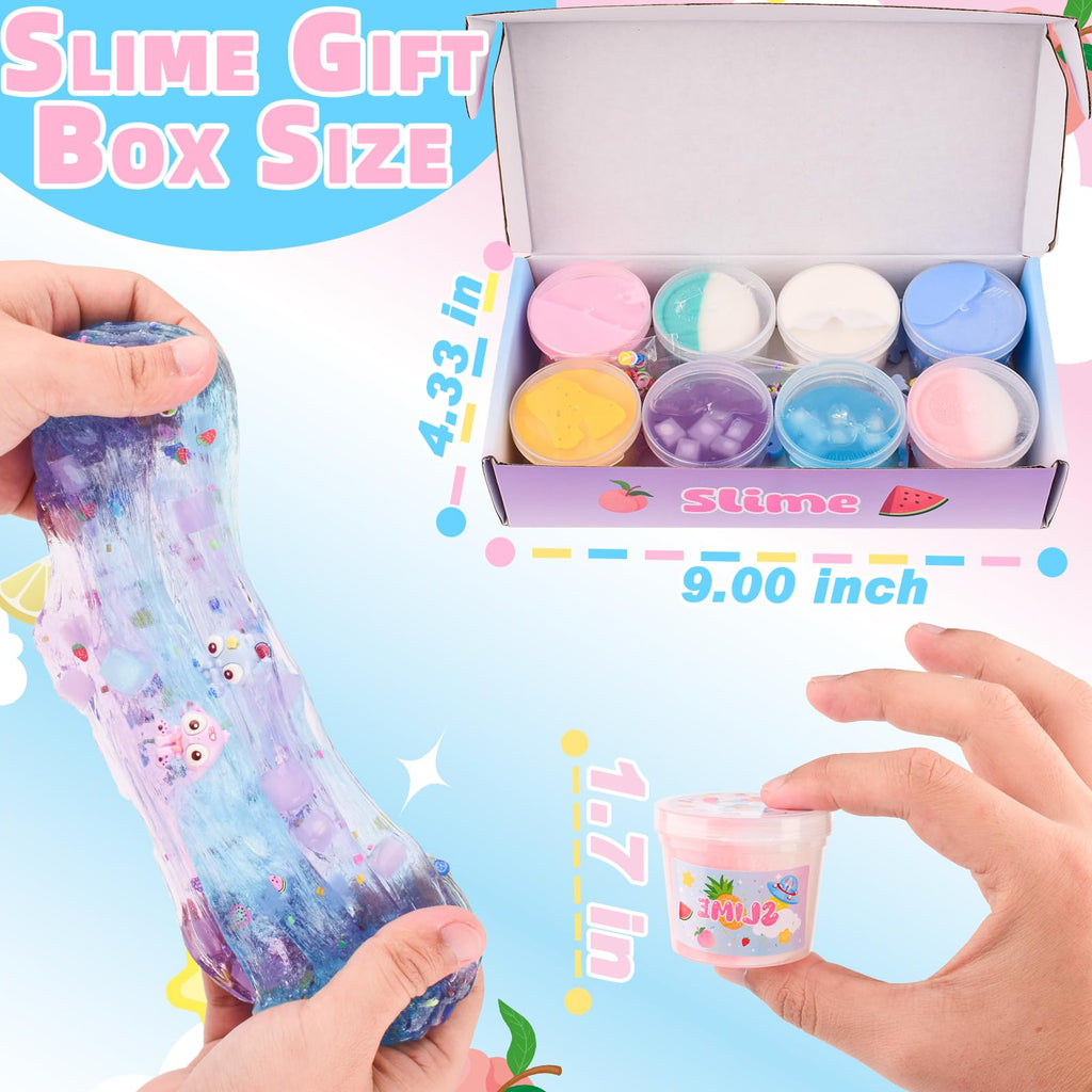 MermaidSlime 8 Pack Slimes Kit — Scented Butter Slime, Cloud Slime & Crystal Clear Slimes for Kids Party Favors