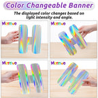 Merrivo Iridescent Happy Birthday Banner – 9ft Pre-Strung Holographic Decorations with Aurora & Rainbow Effects
