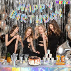 Merrivo Iridescent Happy Birthday Banner – 9ft Pre-Strung Holographic Decorations with Aurora & Rainbow Effects