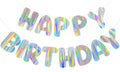 Merrivo Iridescent Happy Birthday Banner – 9ft Pre-Strung Holographic Decorations with Aurora & Rainbow Effects