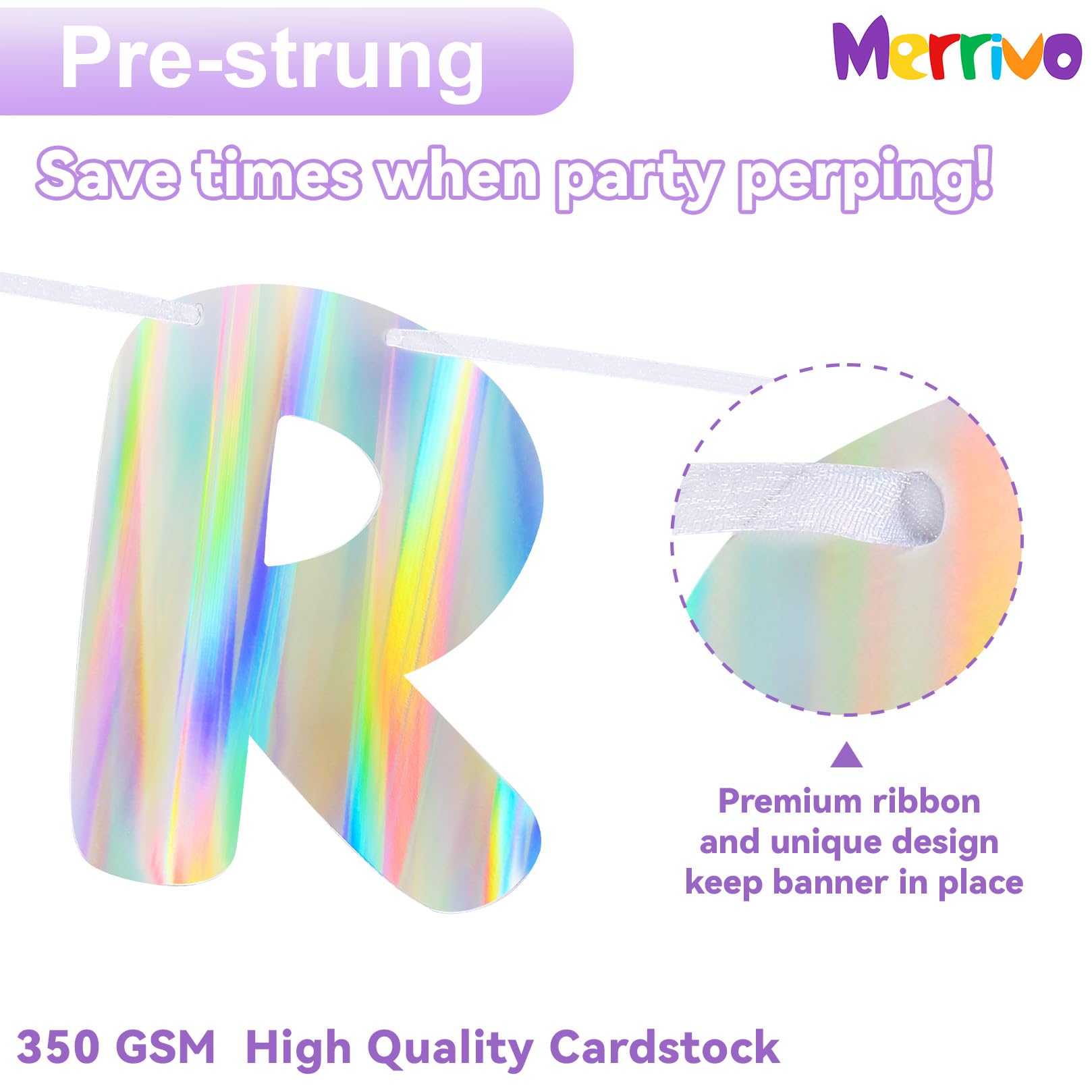 Merrivo Iridescent It's Giving Birthday Banner – 8-Inch Letter Decor for 21st & Sweet 16 Parties