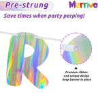 Merrivo Iridescent Happy Birthday Banner – 9ft Pre-Strung Holographic Decorations with Aurora & Rainbow Effects