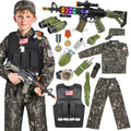Metemot Kids Army Costume for Boys – 15-Piece Dress-Up Set with Vest & Army Toys