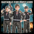 Metemot Kids Army Costume for Boys – 15-Piece Dress-Up Set with Vest & Army Toys