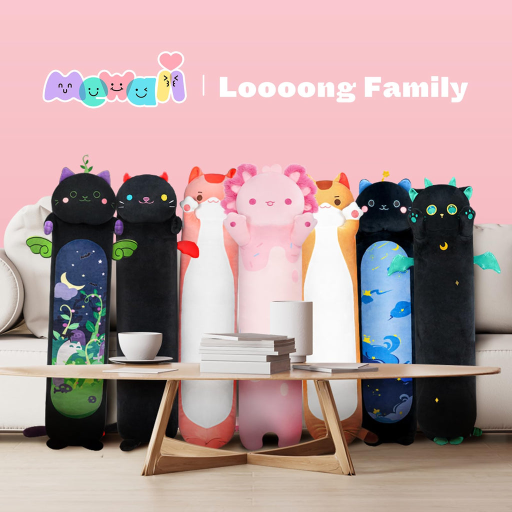 Mewaii Long Axolotl Plush – 5 Sizes, Giant Soft Pink Axolotl Body Pillow & Kawaii Plush Toy