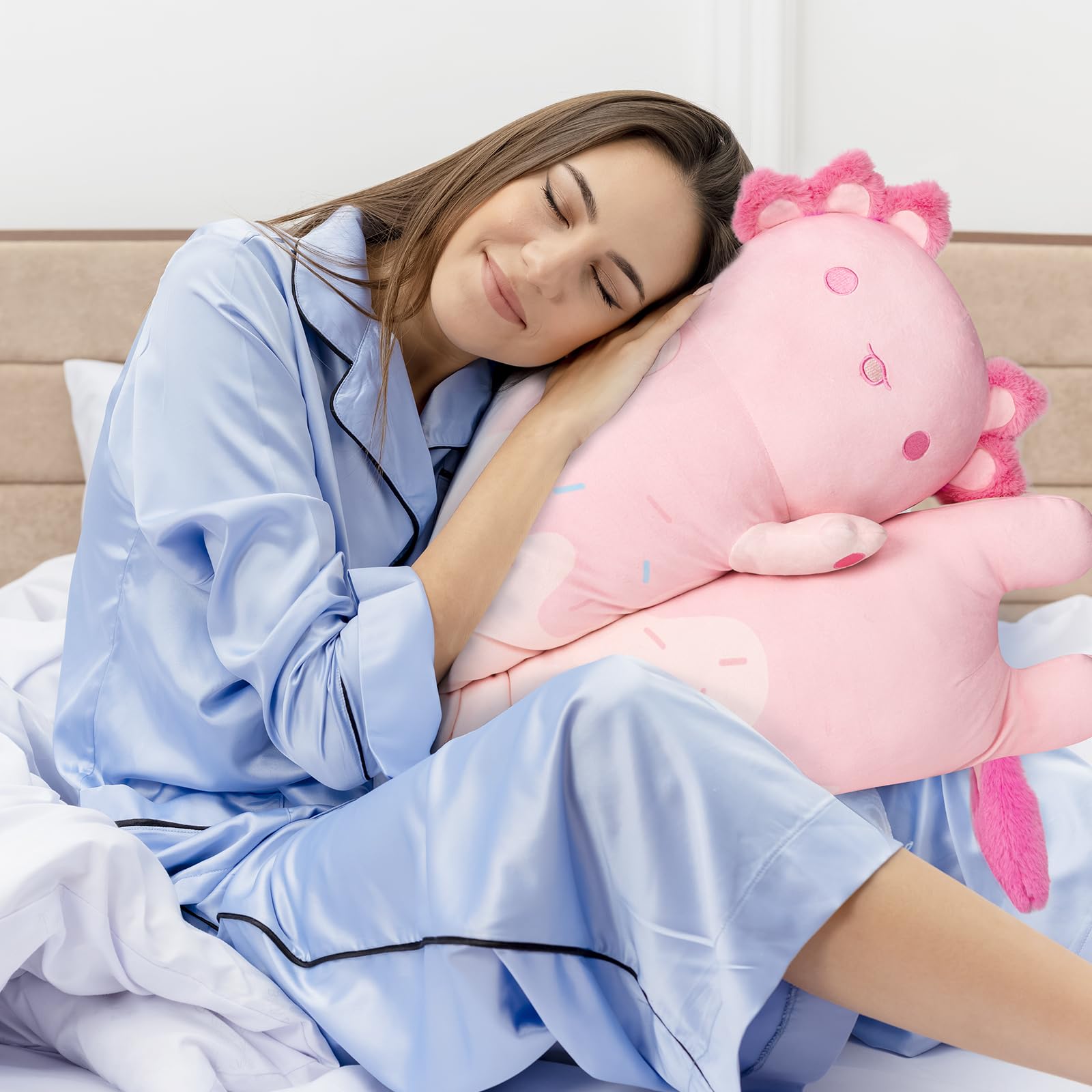 Mewaii Long Axolotl Plush – 5 Sizes, Giant Soft Pink Axolotl Body Pillow & Kawaii Plush Toy