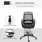 Vinsetto Ergonomic Mesh Back Drafting Chair, Tall Office Chair, Draughtsman Chair with Adjustable Height and Footrest 360\'c2\'b0 Swivel, Set of 5