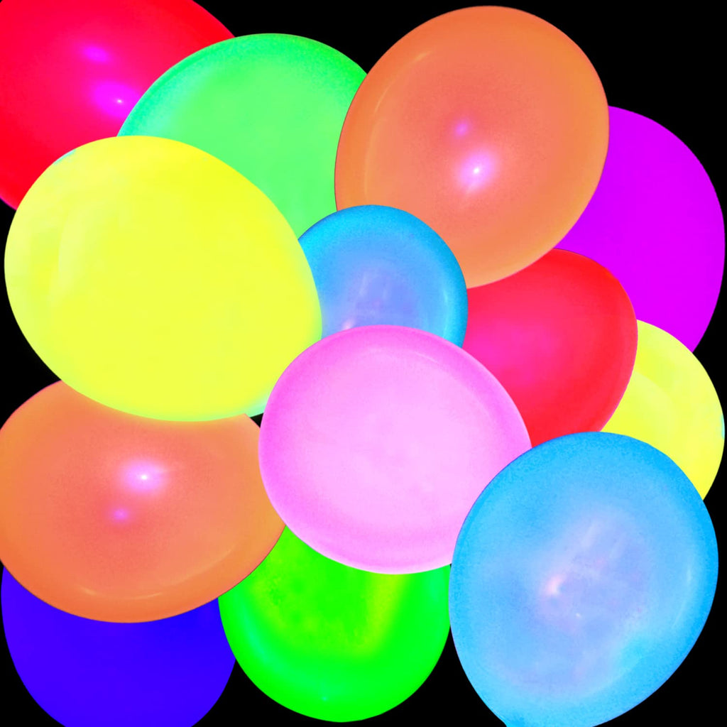 MFLUEEWR 110 Pack Neon Glow Balloons – UV Black Light Latex Party Decor