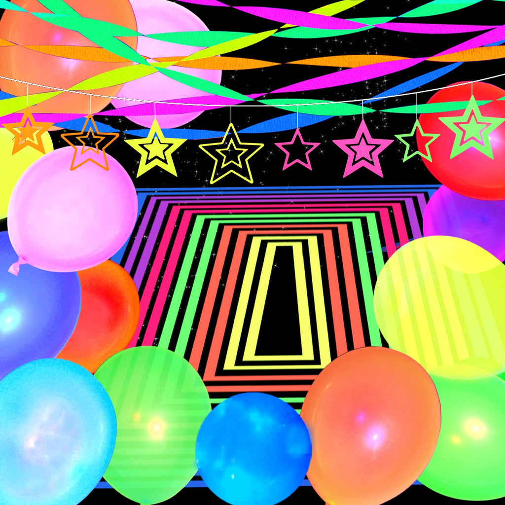 MFLUEEWR 110 Pack Neon Glow Balloons – UV Black Light Latex Party Decor