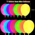 MFLUEEWR 110 Pack Neon Glow Balloons – UV Black Light Latex Party Decor