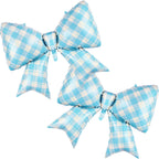 MGJSRNH Giant Blue Plaid Bow Foil Balloons – 38-Inch Mylar Party Decor (2 Pcs)