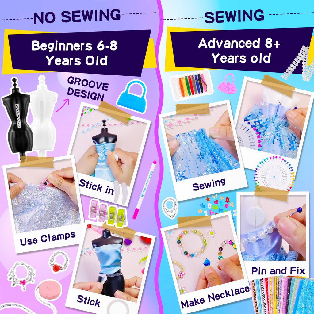 MGparty 800+ PCS Fashion Designer Kit for Girls – Doll Clothes Sewing & DIY Craft Kit