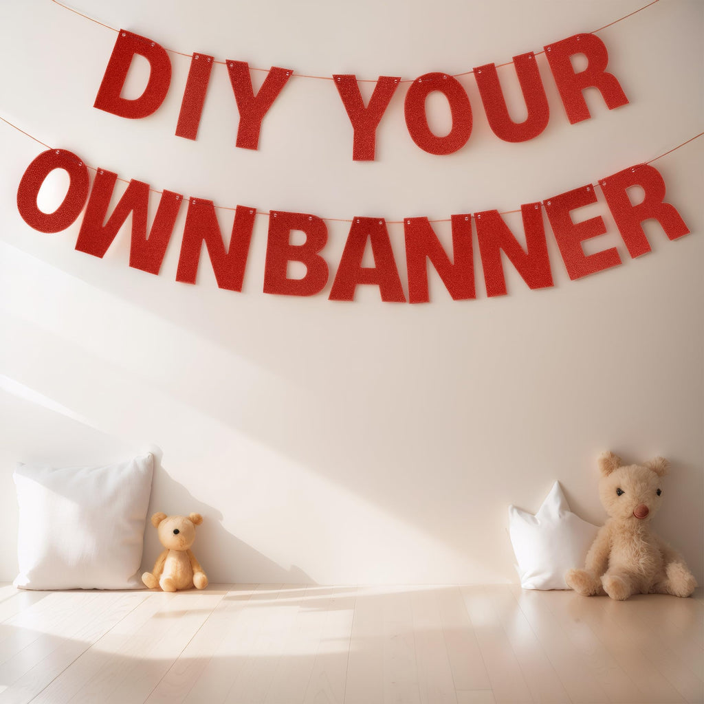 Mifengda DIY Glitter Letter Banner Kit - Red Customizable Party Banner