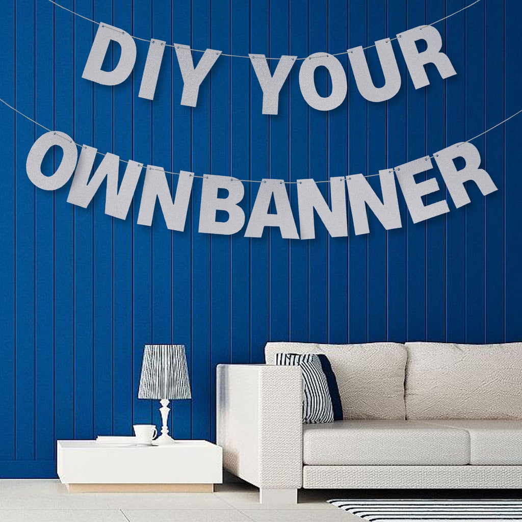 Mifengda DIY Banner Kit with Silver Glitter Letters – Customizable Party Banners