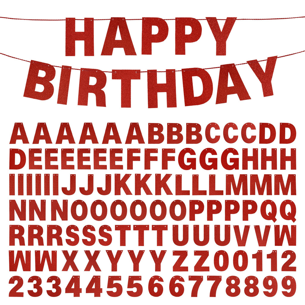 Mifengda DIY Glitter Letter Banner Kit - Red Customizable Party Banner