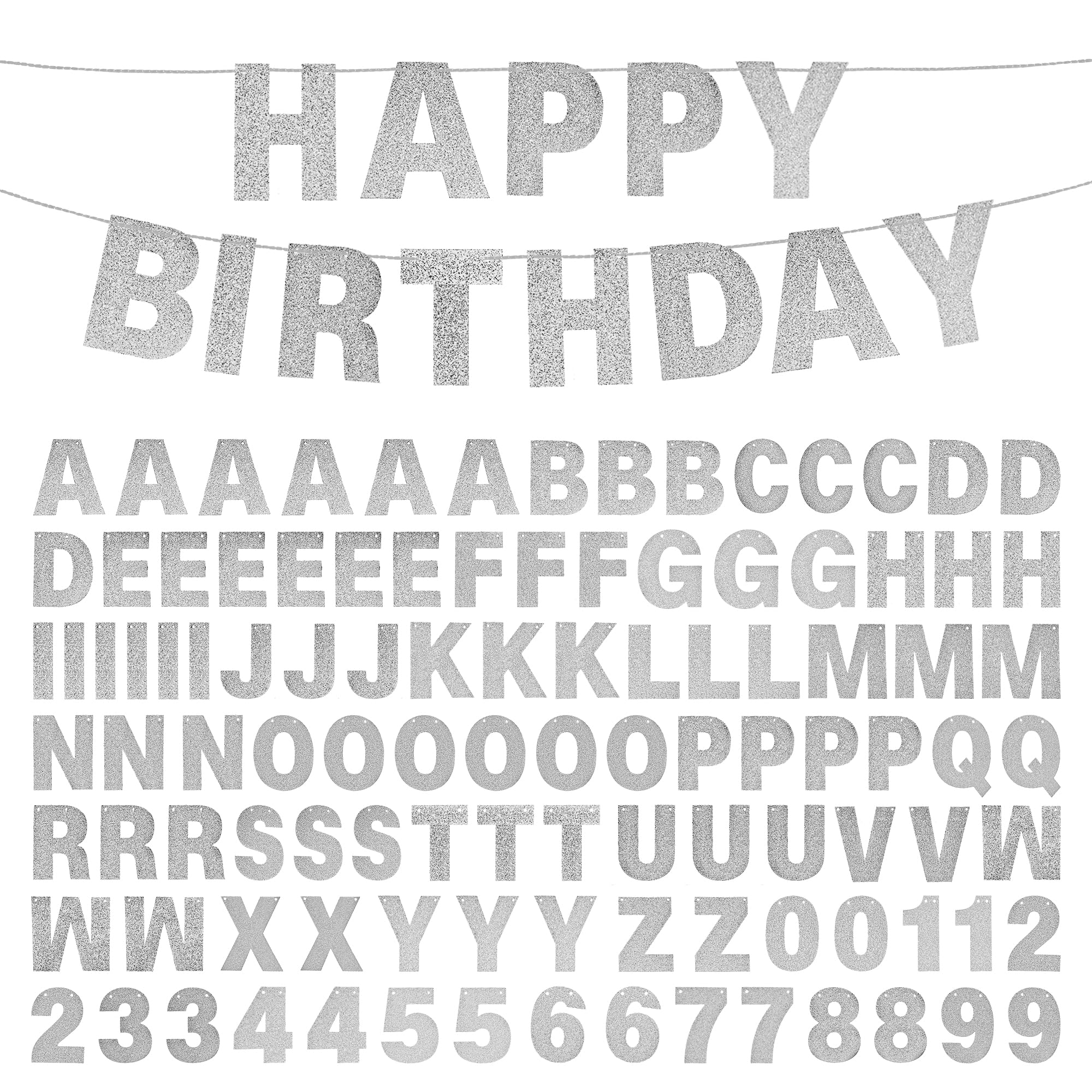 Mifengda DIY Banner Kit with Silver Glitter Letters – Customizable Party Banners