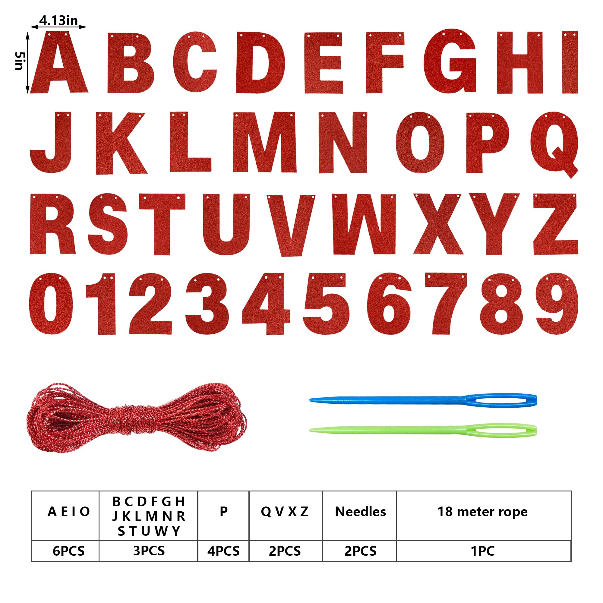 Mifengda DIY Glitter Letter Banner Kit - Red Customizable Party Banner