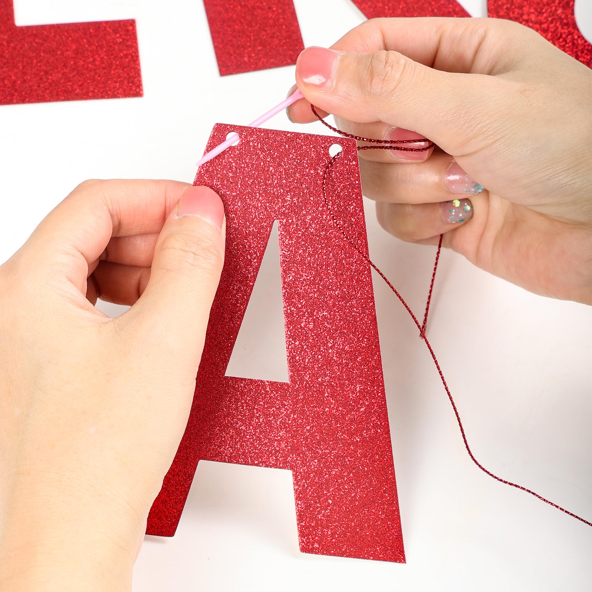 Mifengda DIY Glitter Letter Banner Kit - Red Customizable Party Banner