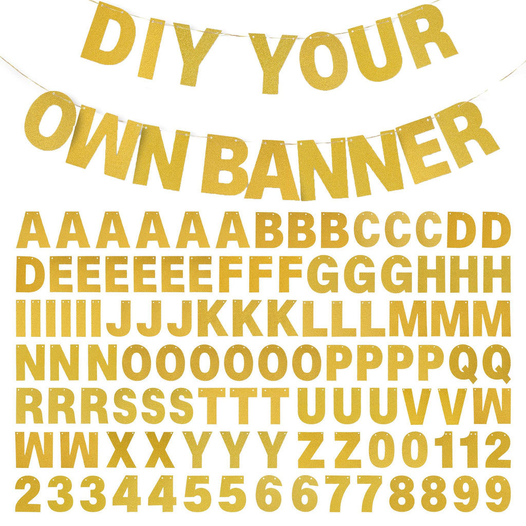 mifengda DIY Glitter Letter Banner Kit - Gold Customizable Party Banners