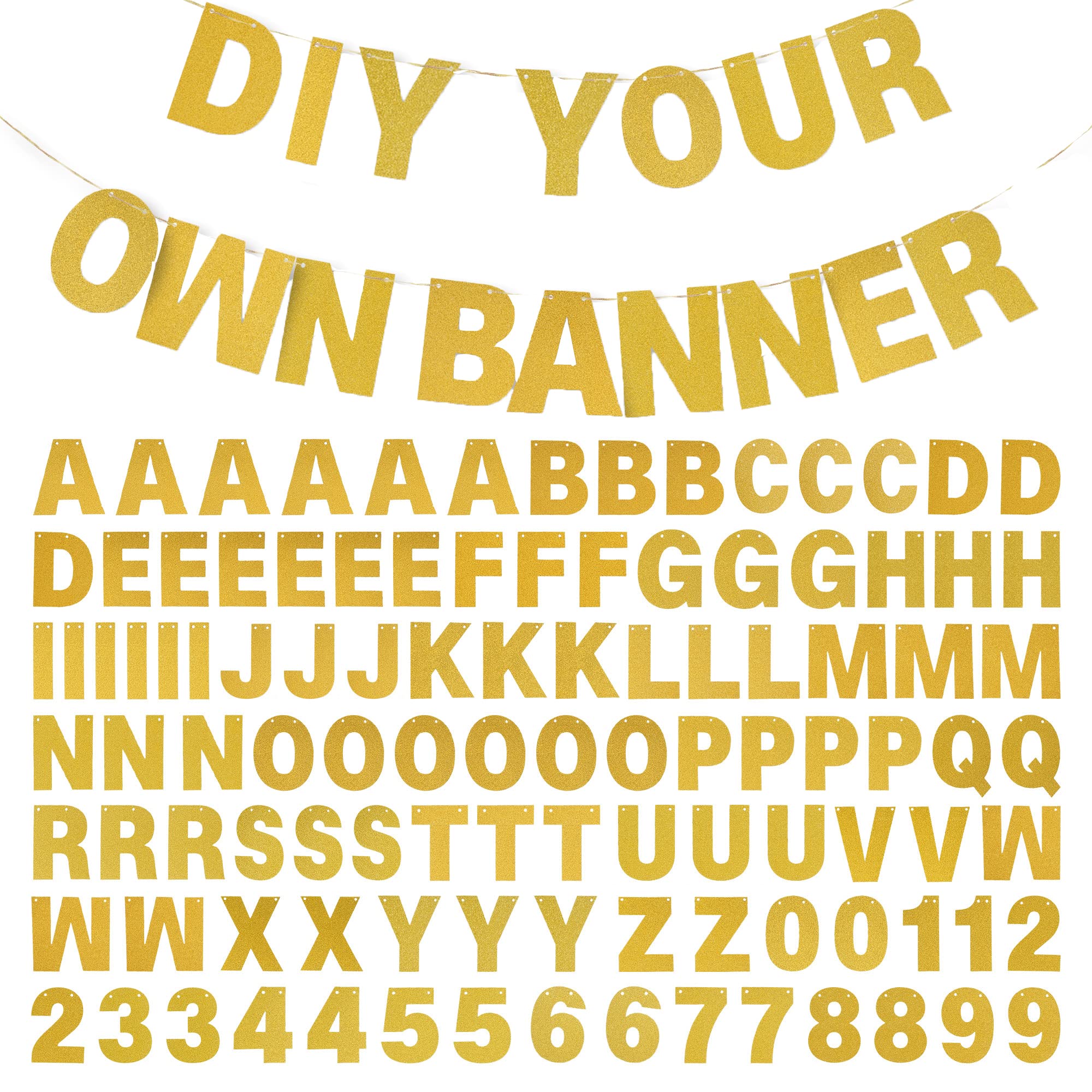 mifengda DIY Glitter Letter Banner Kit - Gold Customizable Party Banners