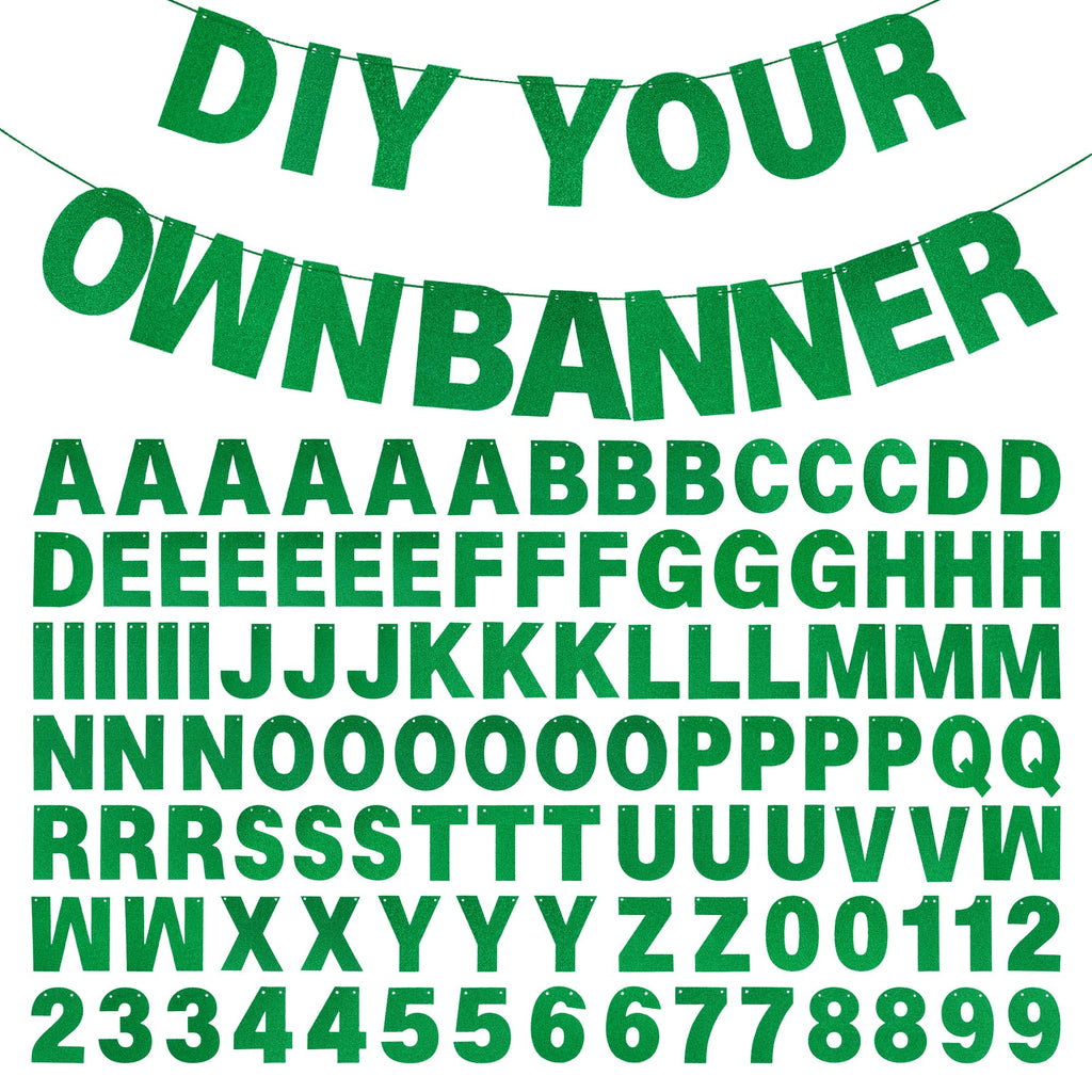 mifengda Green Glitter DIY Banner Kit — Customizable Letters for Birthday & Graduation