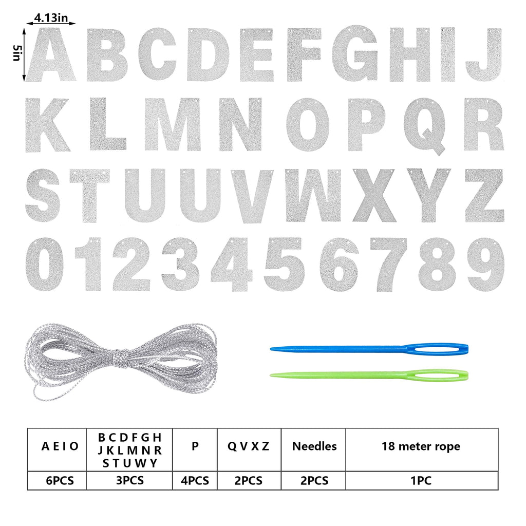 Mifengda DIY Banner Kit with Silver Glitter Letters – Customizable Party Banners