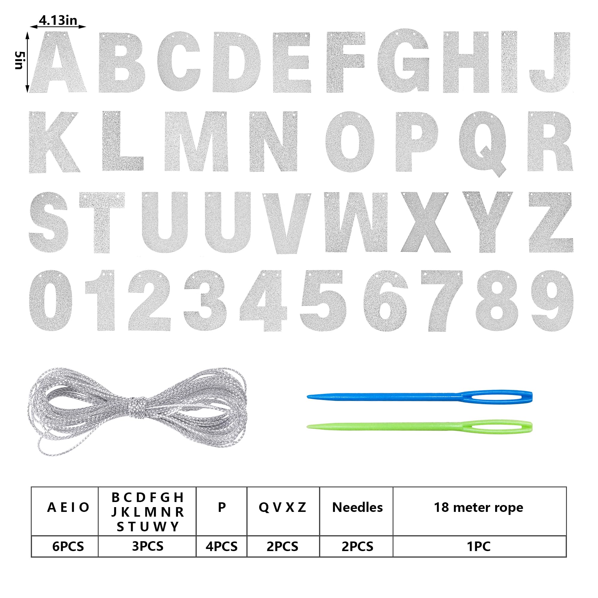 Mifengda DIY Banner Kit with Silver Glitter Letters – Customizable Party Banners