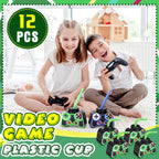 Mifoci 12 Pcs Plastic Video Game Cups with Straw and Lid 10oz Green – Gamer Birthday Party Supplies