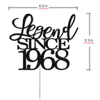 Migeaks Legend Since 1968 Cake Topper – 58th Birthday, Black Glitter, Handmade