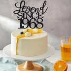Migeaks Legend Since 1968 Cake Topper – 58th Birthday, Black Glitter, Handmade